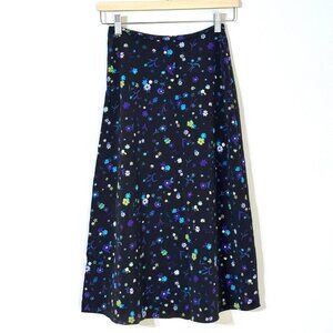 Vtg Y2K Limited Too Ditsy Floral Skirt Girls Sz 8 Buttons Purple Blue Green